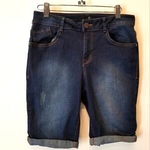 1822 Denim Jean Shorts Mid Rise Bermuda Loose Fit Denim Shorts Dark Rinse Size 8